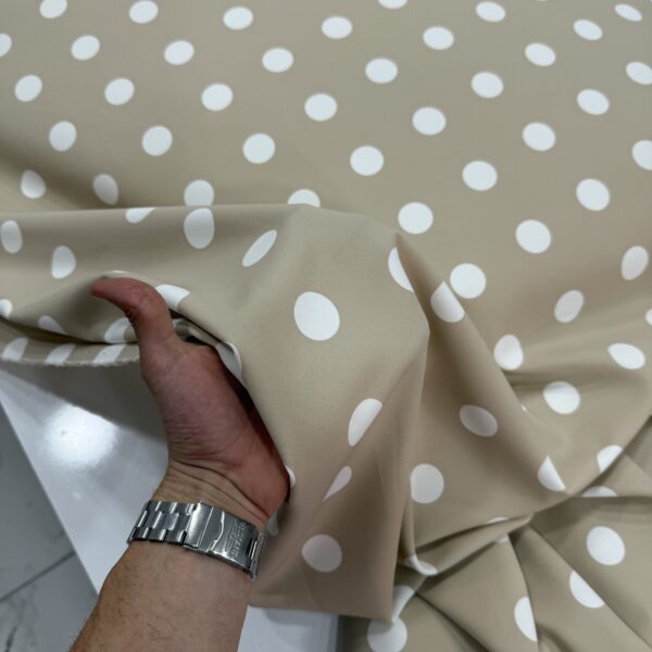 İthal Dabıl Krep Krem Puantiye